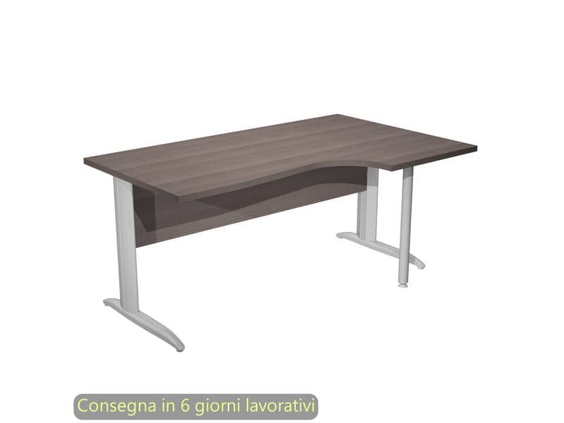 Scrivania penisola destra frassino 160×60/80/100xH.72 cm gamba a L metallo cromato Presto Compact – 008K211/F/AR