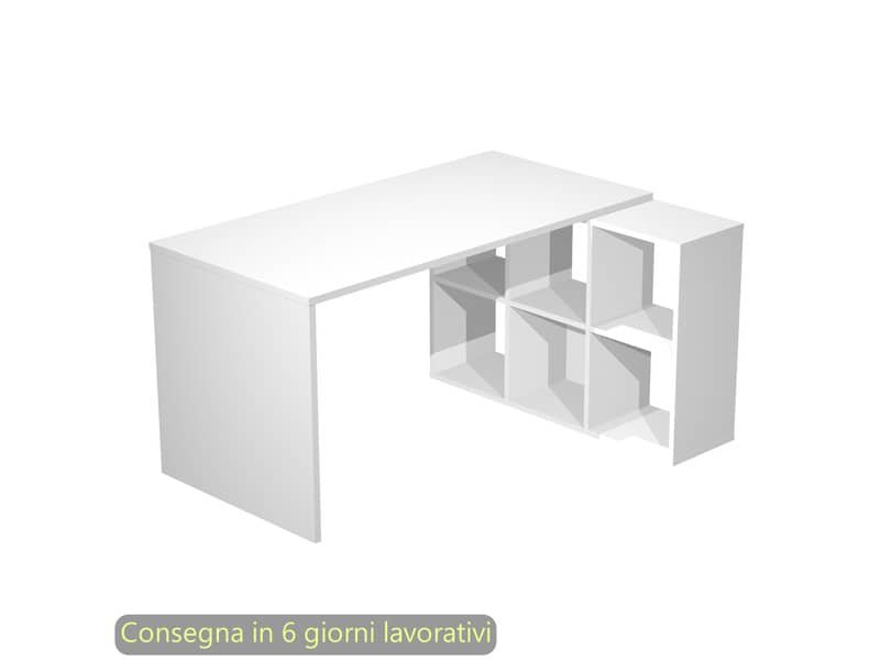 Scrivania su mobile contenitore 6 caselle piano bianco 140×104,1xH.72,4 cm Artexport – 2767+6MaxC/3