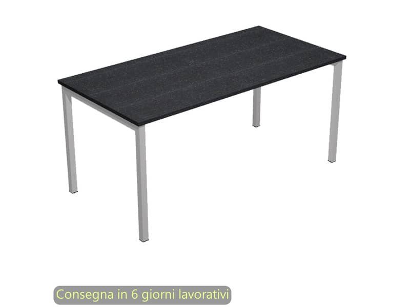 Scrivania piano nero venato frassino 120x80xH.72,5 cm gamba a ponte metallo grigio Presto Venere Plus 664/8