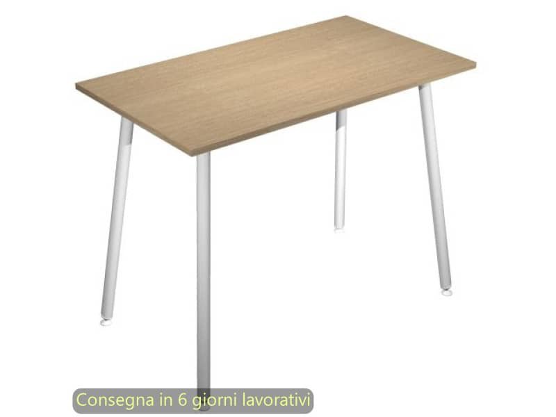 Tavolo alto Skinny Metal 180x80xH.105 cm con gambe met. bianche Artexport piano rovere – 6405-DJC-C-AN