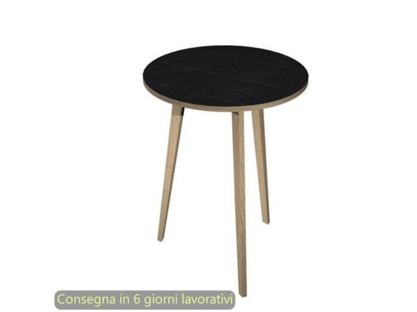 Tavolo riunione rotondo alto Woody ›80xH.105 cm con 3 gambe rovere Artexport piano nero - 6408-DKD-8C-AQ