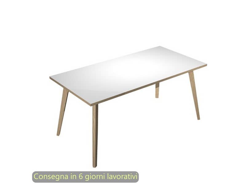 Scrivania piano bianco 160x80xH.74,4 cm gamba rastremata in legno rovere linea Woody Artexport – 6403-DKA-3C-AQ