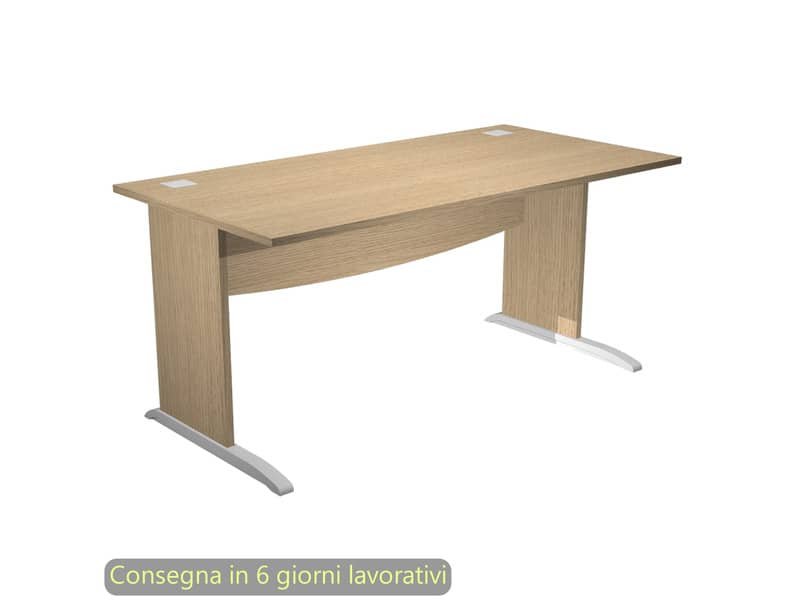 Scrivania piano rovere 160x80xH.73 cm gamba a pannello con piede ad L grigio linea Flex Artexport – JPL160/C