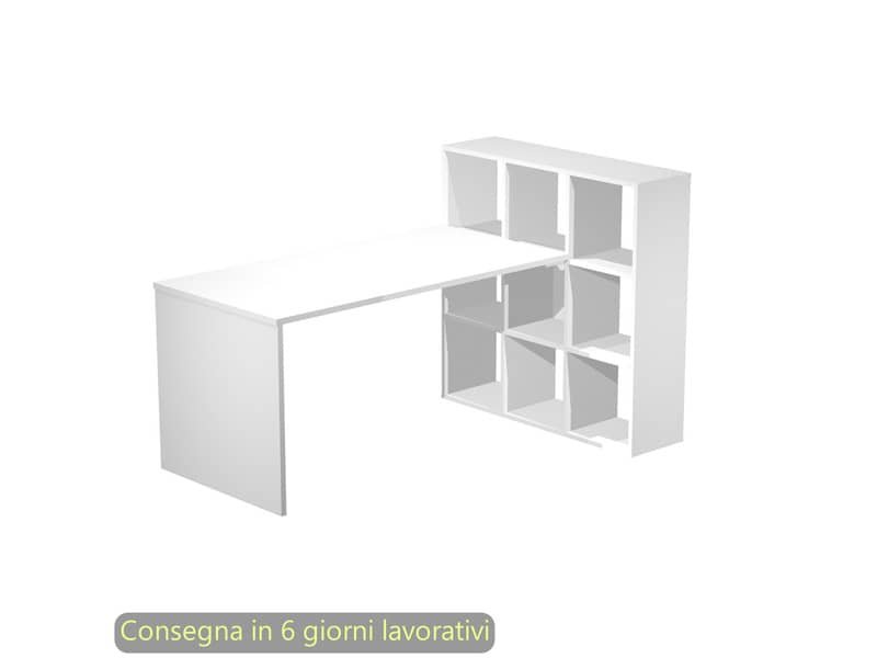 Scrivania su mobile contenitore 9 caselle piano bianco 140×104,1xH.72,4 cm Artexport – 2767+9MaxC/3