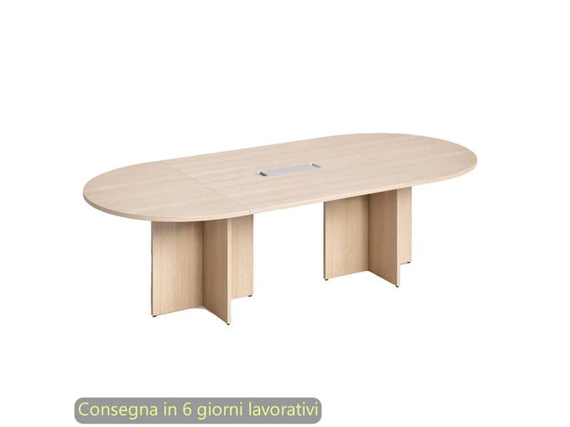 Tavolo riunione ovale Flex con gambe a croce 140x120xH.73 cm Artexport rovere PLDL+PRPC/C