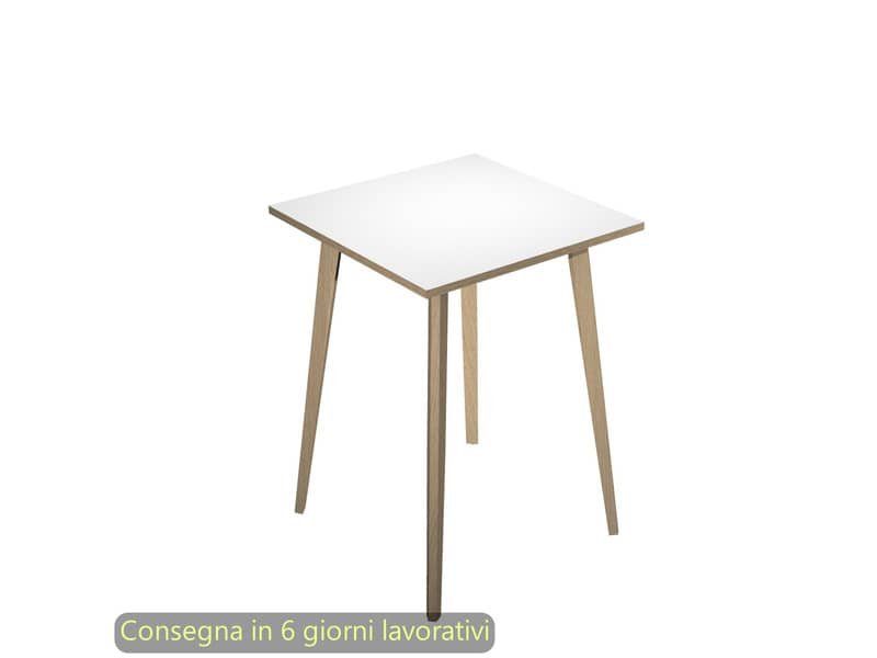 Tavolo alto Woody 80x80xH.105 cm con gambe rovere Artexport piano bianco 6401-DKC-3C-AQ