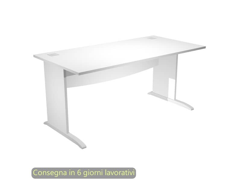 Scrivania piano bianco 180x80xH.73 cm gamba a pannello con piede ad L grigio linea Flex Artexport – JPL180/3