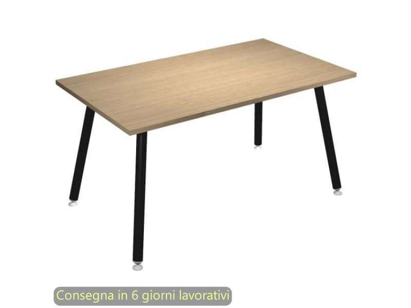 Scrivania piano rovere 140x80xH.74,4 cm gamba metallo tubolare nero opaco linea Skinny Metal Artexport – 6402-DJA-C-AQ