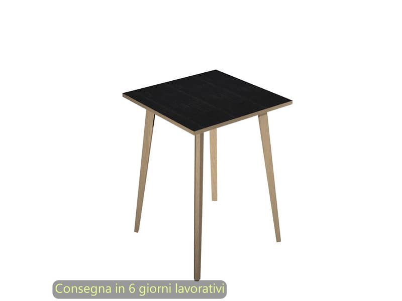 Tavolo alto Woody 80x80xH.105 cm con gambe rovere Artexport piano nero 6401-DKC-8C-AQ