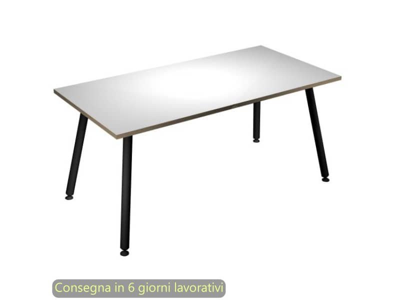 Scrivania piano bianco 160x80xH.74,4 cm gamba metallo tubolare nero opaco linea Skinny Metal Artexport – 6403-DJA-3C-AQ