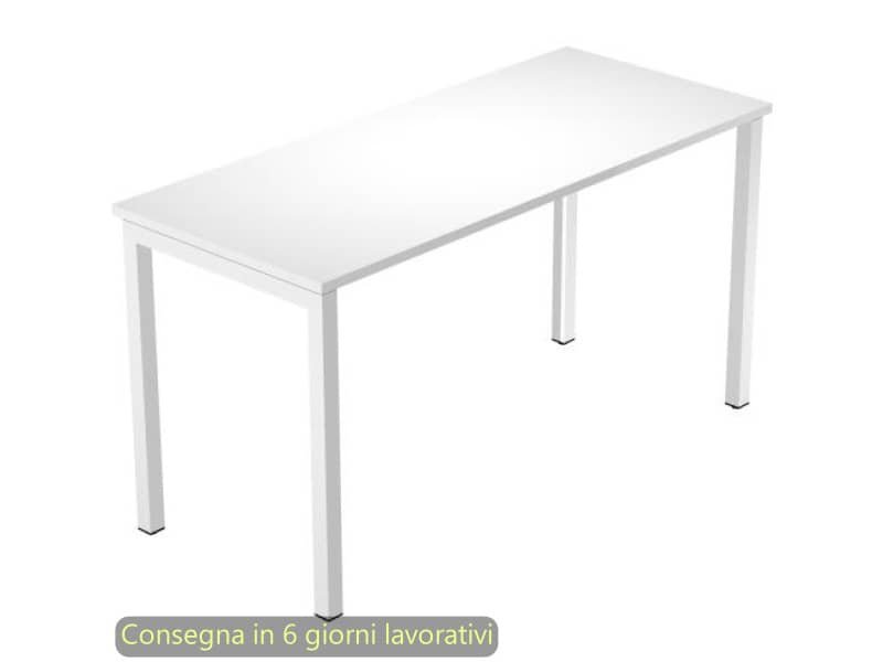Scrivania antibatterica piano bianco 120x60xH.72,5 cm gamba sezione quadrata metallo bianco linea VenereP60 @674-3-AN