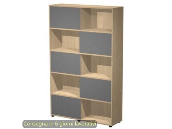 Libreria alta 120x35xH.190,6 cm con 5 ante scorrevoli struttura rovere Blade Artexport ante antracite - 17060/CT
