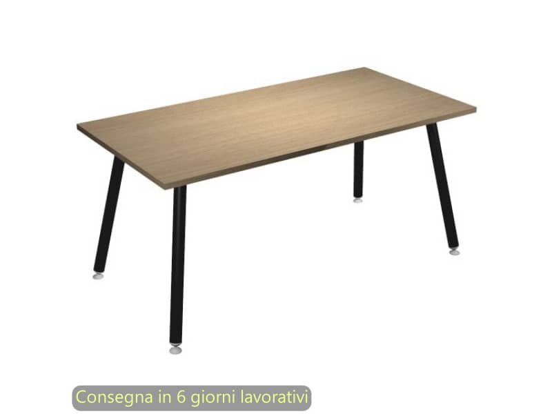 Scrivania piano rovere 160x80xH.74,4 cm gamba metallo tubolare nero opaco linea Skinny Metal Artexport – 6403-DJA-C-AQ