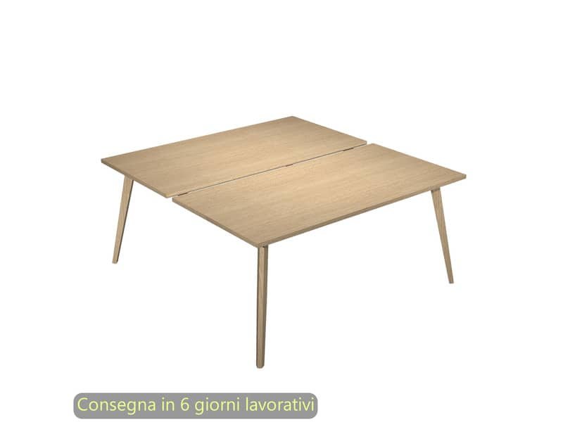 Scrivania bench doppia piano rovere 120x80xH.74,4 cm gamba rastremata in legno rovere Woody – 6404B-DKA-C-AQ