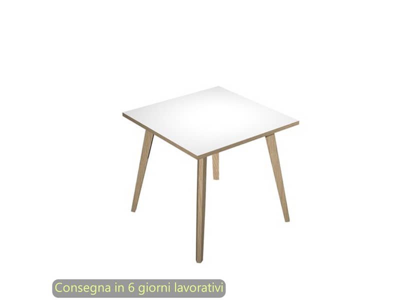 Scrivania piano bianco 80x80xH.74,4 cm gamba rastremata in legno rovere linea Woody Artexport – 6401-DKA-3C-AQ