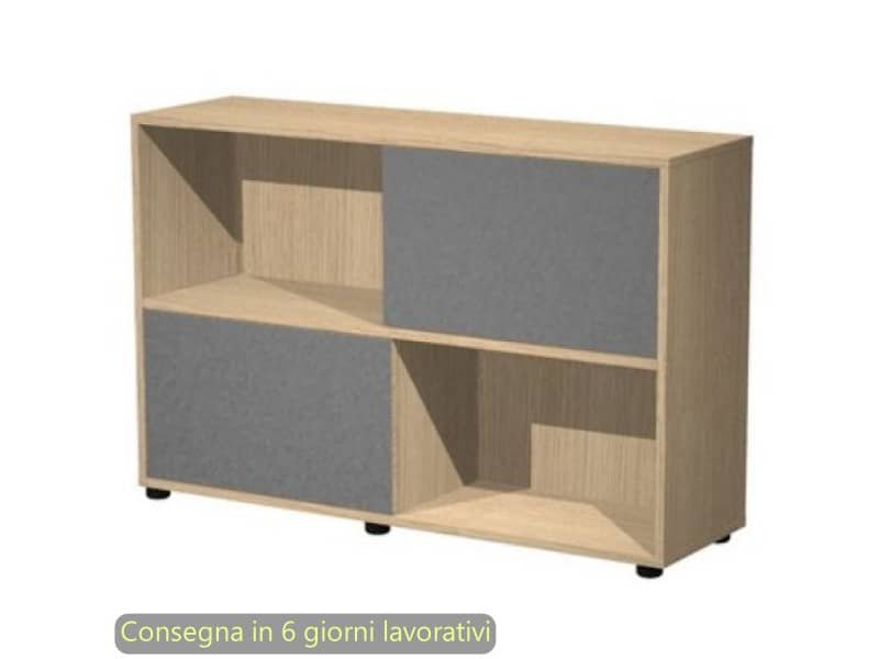 Libreria bassa 120x35xH.79 cm con 2 ante scorrevoli struttura rovere Blade Artexport ante antracite – 17066/CT