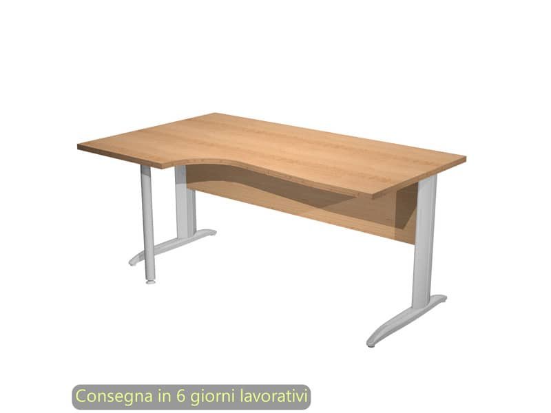 Scrivania penisola sinistra piano faggio 160×60/80/100xH.72 gamba a L metallo cromato Presto Compact – 009K211/6/AR