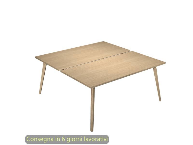 Scrivania bench doppia piano rovere 180x80xH.74,4 cm gamba rastremata in legno rovere Woody – 6405B-DKA-C-AQ
