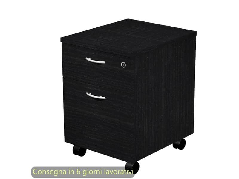Cassettiera con ruote Artexport Presto 1 cassetto + 1 classificatore – 41,8x52x59,5 cm nero venato  frassino