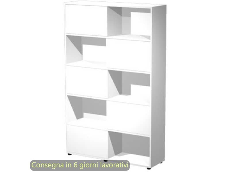 Libreria alta Tetris 5 ripiani con ante scorrevoli 120x35xH.190,6 cm Artexport bianco – 17060/33