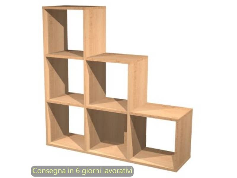 Libreria componibile Maxicolor – 6 caselle a scalare – 104×29,2xH.103,9 cm Artexport faggio – 6DMaxC/6