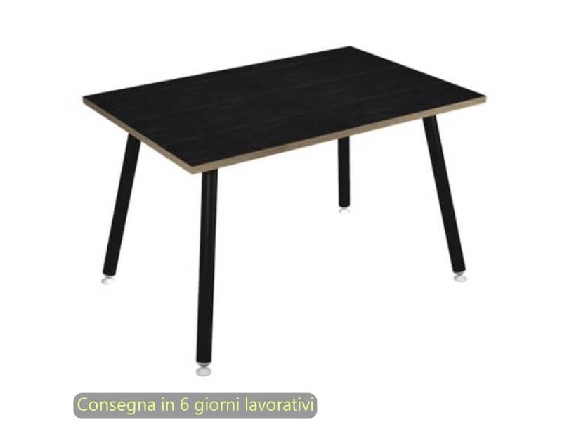 Scrivania piano nero venato frassino 120x80xH.74,4 cm gamba metallo tubolare nero opaco Skinny Metal – 6404-DJA-8C-AQ