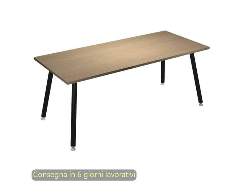 Scrivania piano rovere 180x80xH.74,4 cm gamba metallo tubolare nero opaco linea Skinny Metal Artexport – 6405-DJA-C-AQ