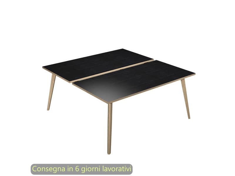 Scrivania bench nero venato frassino 120x80xH.74,4 cm gamba rastremata in legno rovere Woody – 6404B-DKA-8C-AQ