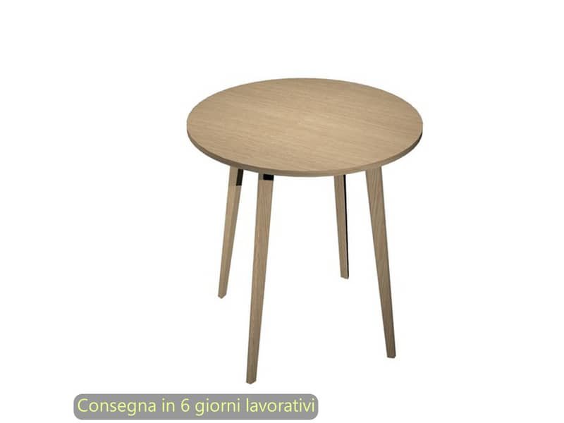Tavolo riunione rotondo alto Woody ›100xH.105 cm con 3 gambe rovere Artexport piano rovere – 6410-DKD-C-AQ