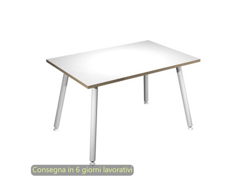 Scrivania piano bianco120x80xH.74,4 cm gamba metallo tubolare bianca linea Skinny Metal Artexport – 6404-DJA-3C-AN