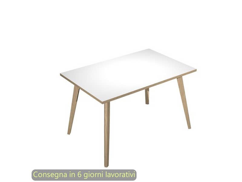 Scrivania piano bianco 120x80xH.74,4 cm gamba rastremata in legno rovere linea Woody Artexport – 6404-DKA-3C-AQ