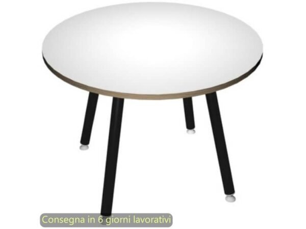 Tavolo rotondo Skinny Metal ›100xH.74,4 cm con gambe met. nere Artexport piano bianco - 6410-DJA-3C-AQ