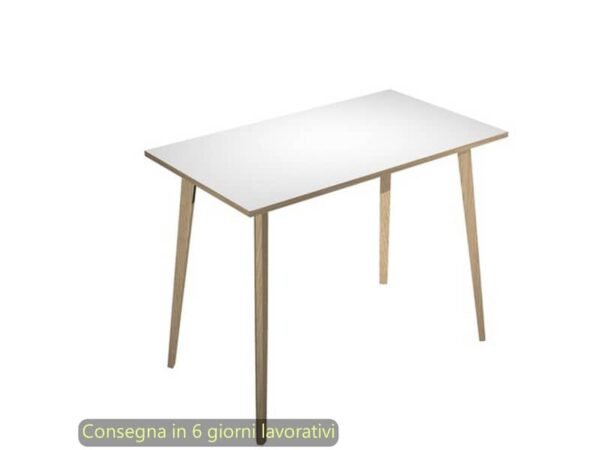 Tavolo alto Woody 120x80xH.105 cm con gambe rovere Artexport piano bianco 6404-DKC-3C-AQ