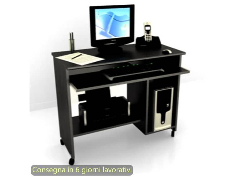 Scrivania su ruote con 2 vani a giorno + ripiano estraibile 92x45xH.76 cm Artexport piano nero – 006/8