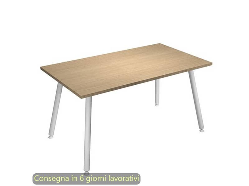 Scrivania piano bianco 140x80xH.74,4 cm gamba metallo tubolare bianca linea Skinny Metal Artexport -6402-DJA-C-AN