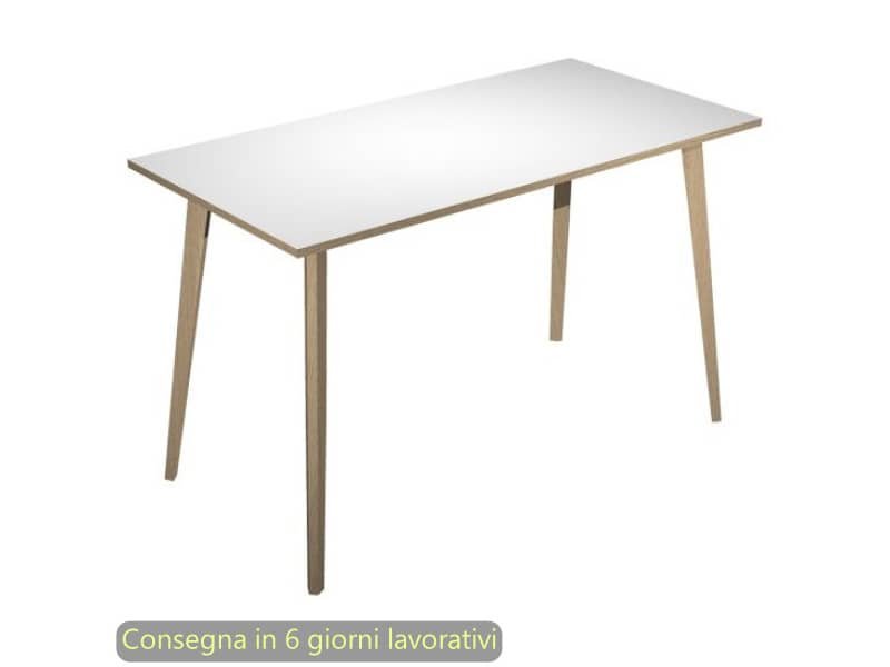 Tavolo alto Woody 180x80xH.105 cm con gambe rovere Artexport piano bianco 6405-DKC-3C-AQ