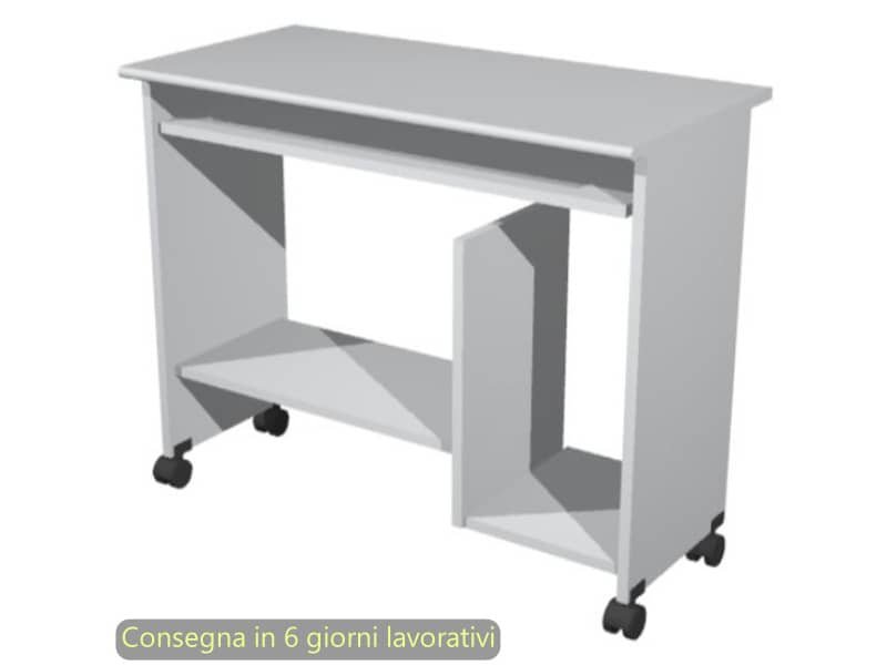 Scrivania su ruote con 2 vani a giorno + ripiano estraibile 92x45xH.76 cm Artexport piano grigio – 006/9