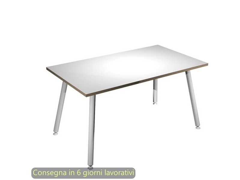 Scrivania piano bianco 140x80xH.74,4 cm gamba metallo tubolare bianca linea Skinny Metal Artexport – 6402-DJA-3C-AN