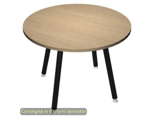 Tavolo rotondo Skinny Metal ›100xH.74,4 cm con gambe met. nere Artexport piano rovere - 6410-DJA-C-AQ