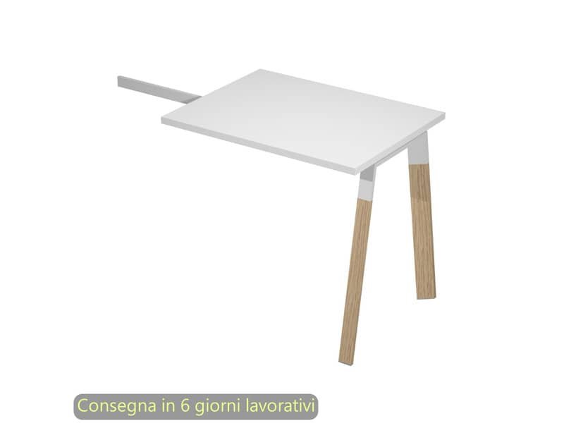 Allungo reversibile per scrivanie K73 Wood 60x80xH.74,4 cm gambe legno e met. bianco Artexport piano bianco W-ALL-3-AM