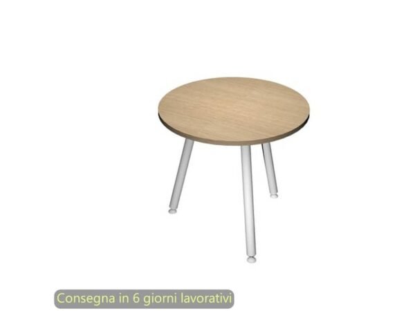 Tavolo riunione rotondo Skinny Metal ›80xH.74,4 cm con 3 gambe met. bianche Artexport piano rovere - 6408-DJA-C-AN