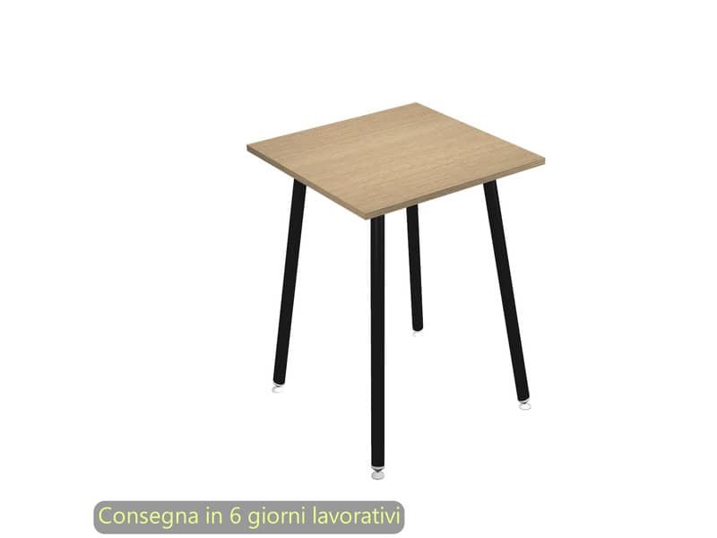 Tavolo alto Skinny Metal 80x80xH.105 cm gambe metallo nere Artexport piano rovere – 6401-DJC-C-AQ
