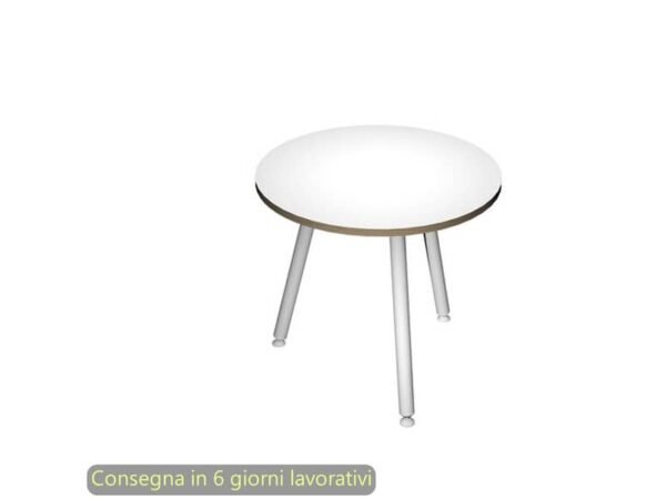 Tavolo riunione rotondo Skinny Metal ›80xH.74,4 cm con 3 gambe met. bianche Artexport piano bianco - 6408-DJA-3C-AN