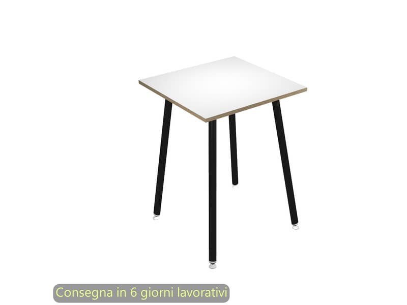 Tavolo alto Skinny Metal 80x80xH.105 cm gambe metallo nere Artexport piano bianco – 6401-DJC-3C-AQ