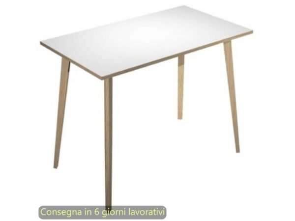 Tavolo alto Woody 140x80xH.105 cm con gambe rovere Artexport piano bianco 6402-DKC-3C-AQ