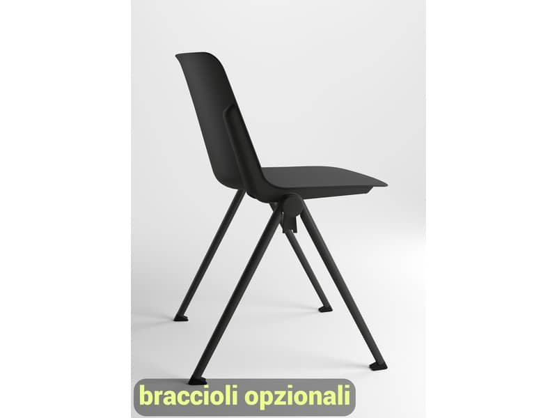 Sedia visitatore in PPL 4 gambe Plus Unisit nero PLVP/NE