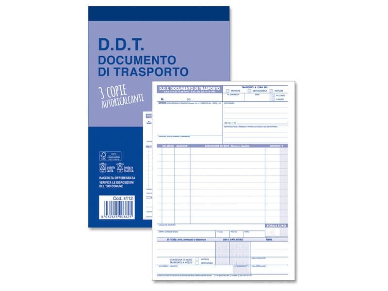 Blocco O.C.L. DDT mittente – destinatario vettore 33×3 copie – 14×21 cm – 0112N