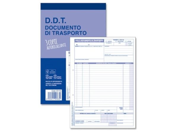Blocco O.C.L. DDT mittente - destinatario - vettore 33x3 copie - 21x30 cm - 0113N