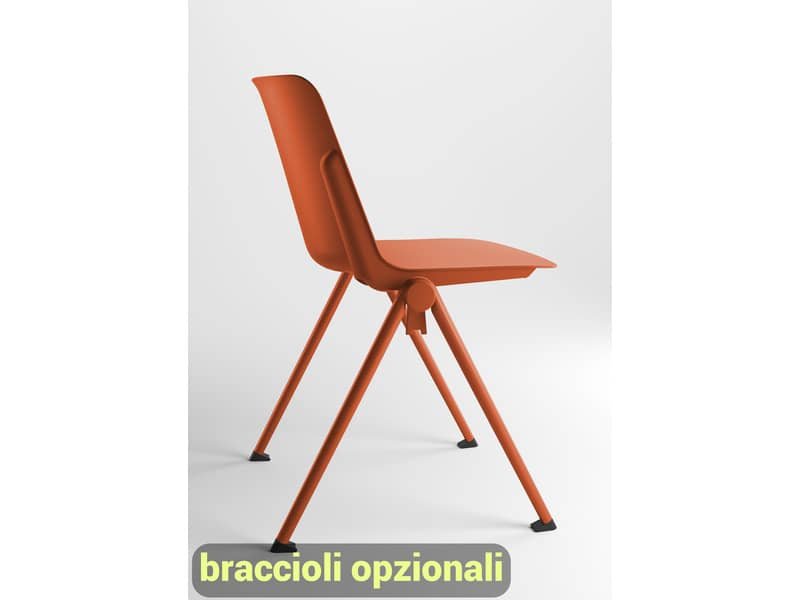 Sedia visitatore in PPL 4 gambe Plus Unisit rosso mattone PLVP/RM