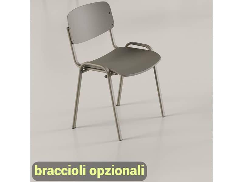 Sedia visitatore in PPL 4 gambe Milk Unisit grigio MKPS/GR